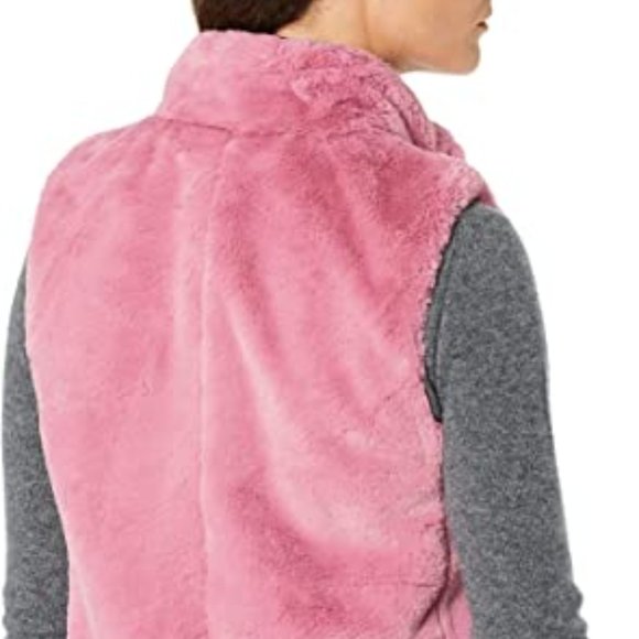 J.Crew Mercantile Guava Berry Faux Fur Zip up Teddy Vest - Picture 9 of 13